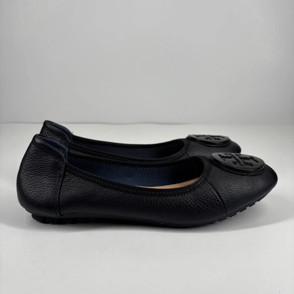 Tory Burch Minnie Women's US 6/36 Perfect Black Leather‎ Travel Ballet Flats